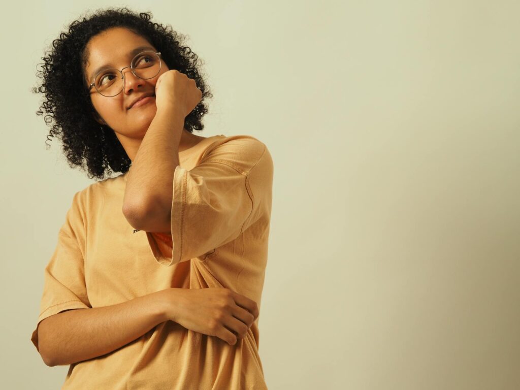 person calmly breathing